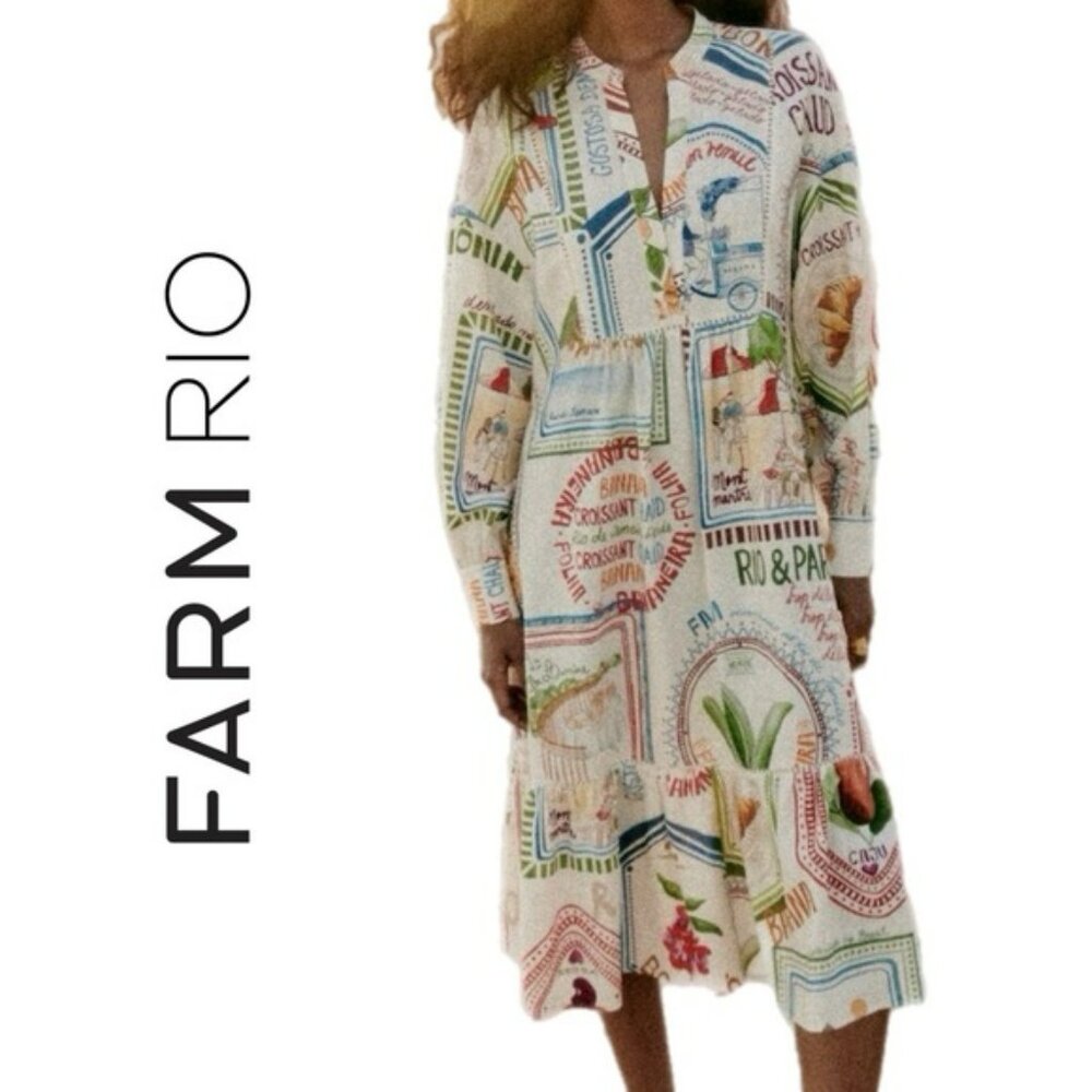 NWT Farm Rio Paris Ama Boheme Linen Blend Dress - Sézane x FARM Rio - XS